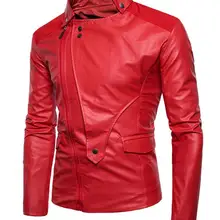 M-4XL байкерская куртка из искусственной кожи черного и красного цвета; мужская куртка из искусственной кожи; коллекция года; сезон осень; модная повседневная кожаная брендовая куртка; пальто в стиле панк