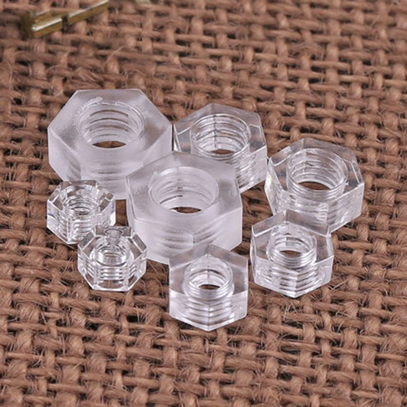 Plastic Hexagonal Nuts PC Transparent Nuts plastic Nuts M3 M4 M5 M6in