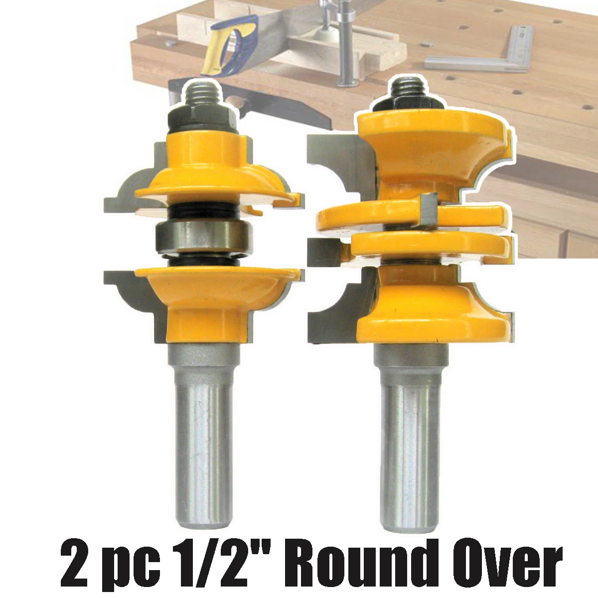 

2Pc Lock Miter Router Bit 1/2 Inch Shank Woodworking Tenon Milling Cutter Tool Drilling Milling For Wood Carbide Alloy