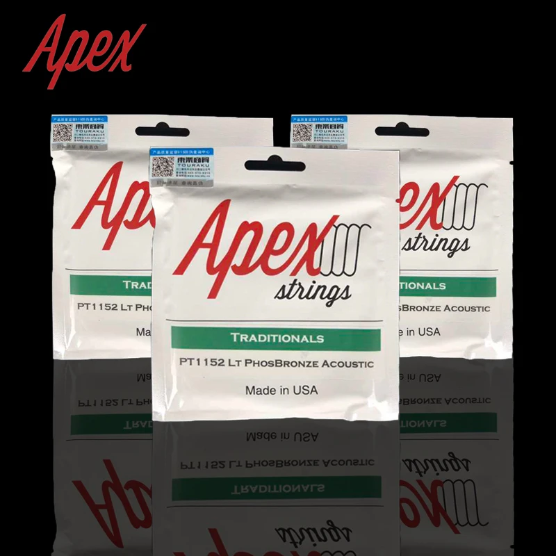APEX Traditionals Series Phosphor Bronze PhosBronze Acoustic Guitar Strings, Made in USAin
