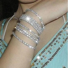 Горячая распродажа белые циркониевые эластичные браслеты женский браслет Новое поступление модные ювелирные изделия с кристаллами(один ряд-четыре ряда