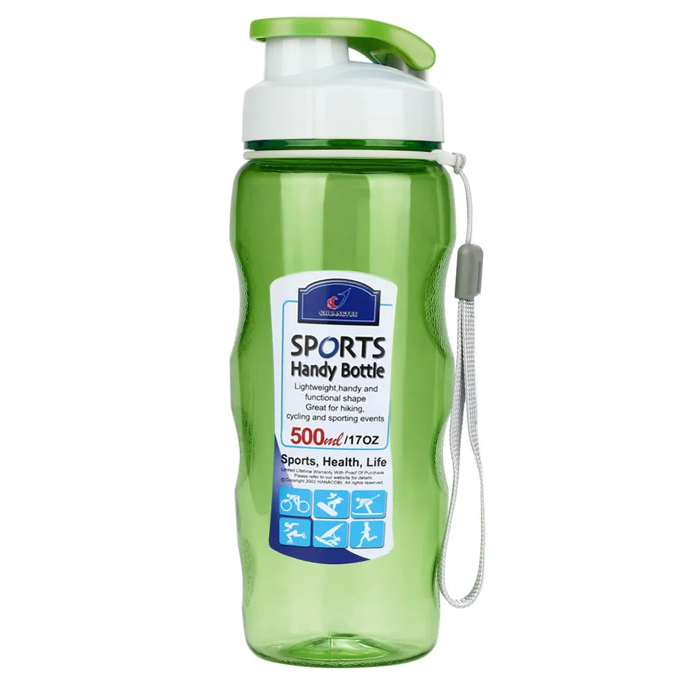 Портативная бутылка для воды, модная, для путешествий, Спортивная, для чая, бутылка для воды, 500 мл, дорожная бутылка с удобным ремешком на руку, бутылка для улицы - Цвет: Зеленый