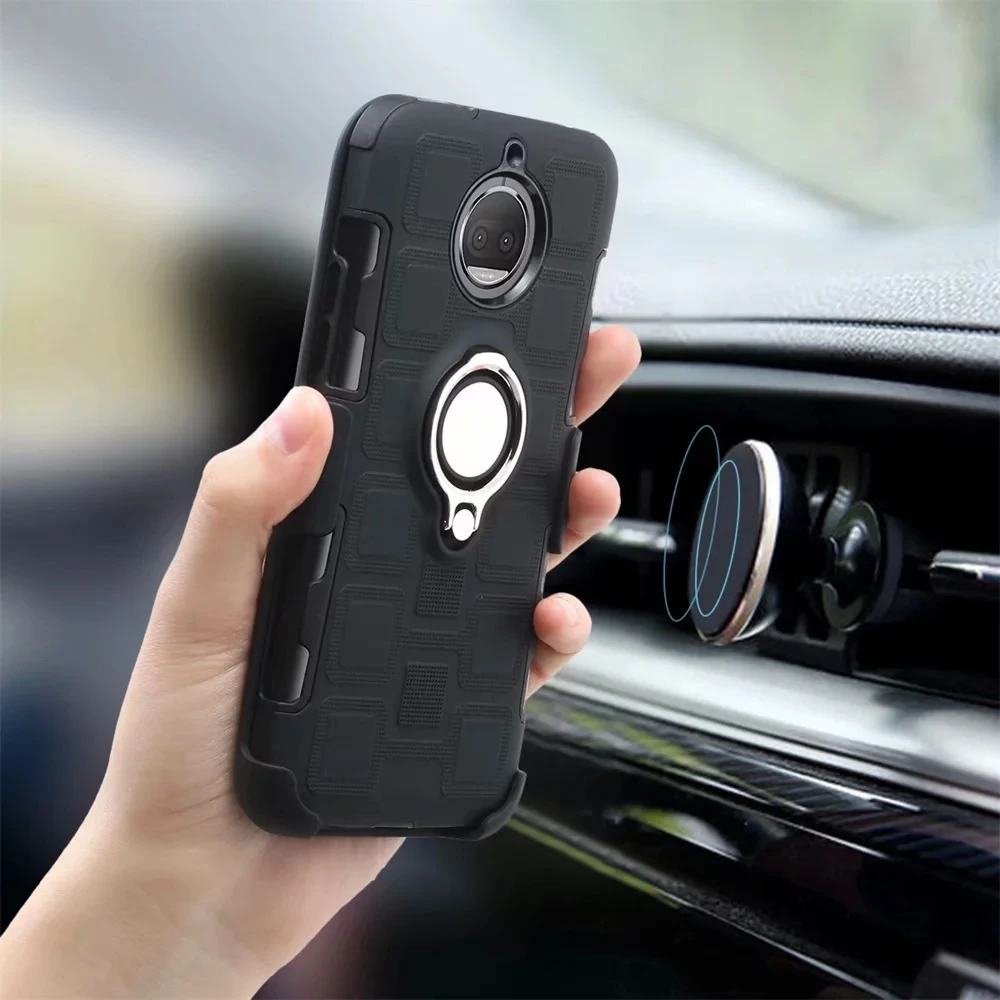 Чехол 3 в 1 с кольцом-ремнем для MOTO G7 Play Power G5 G5s G6 Plus задняя крышка зажимом талии P30