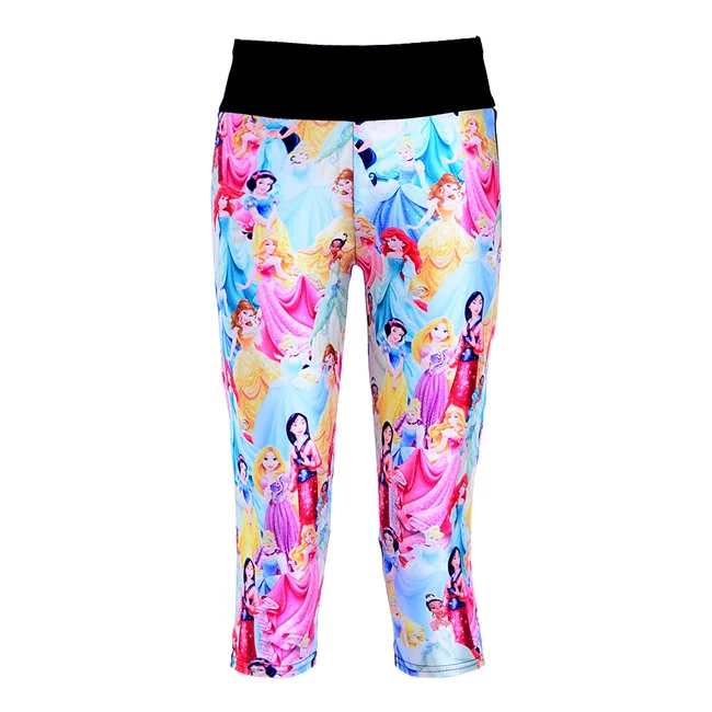 S-XL 2015 Women Sport Pants Character Printed Capris Fitness Sport Leggings Women Elastic Gym Leggings Running Trousers Pants