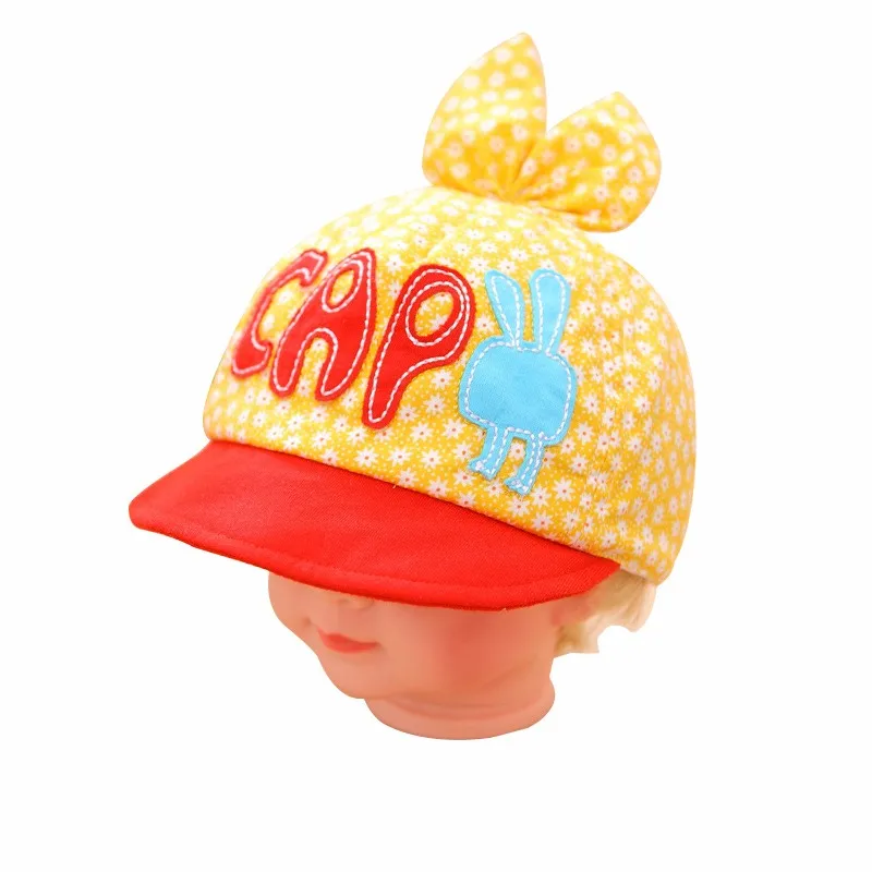 Flower Baby Hat Cotton Breathable Boy Girl Caps Spring Autumn Infant Beanie Baby Sun Cap With Ear 6-18 Months Baby Baseball Hats (2)