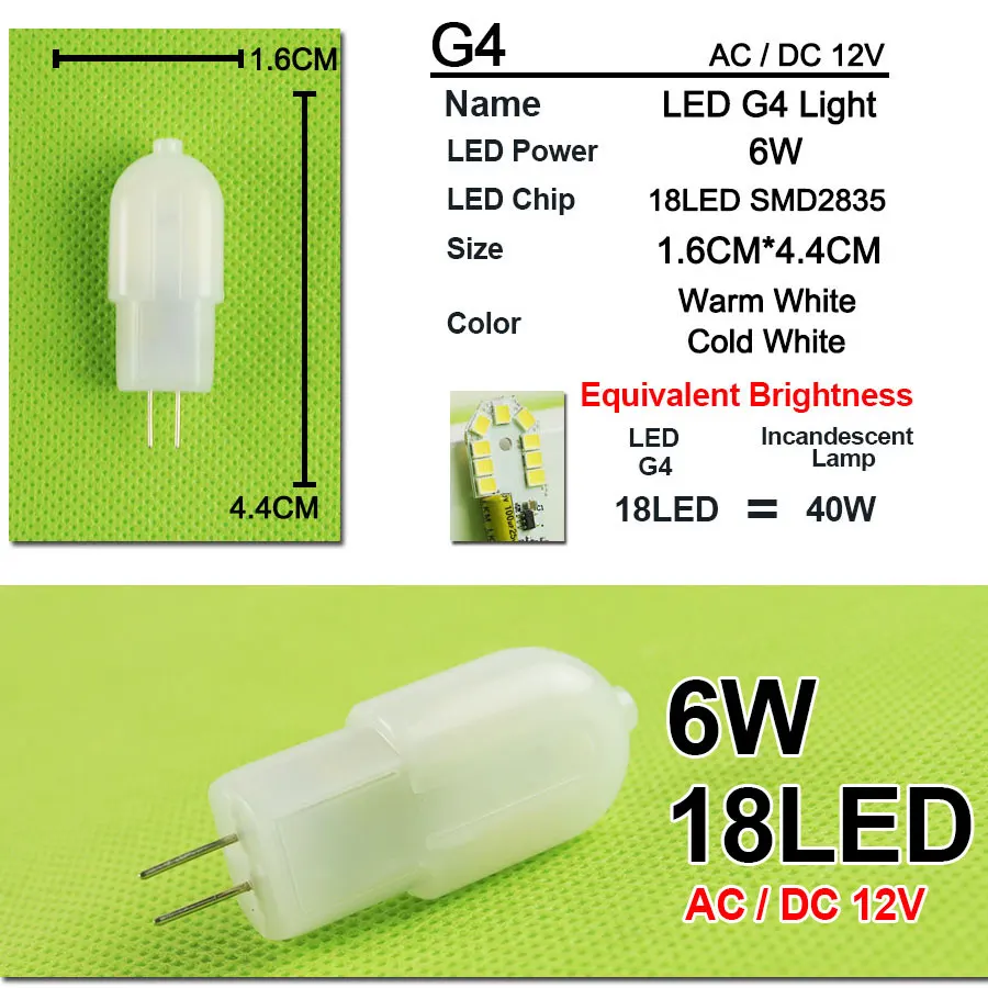 6 шт с регулируемой яркостью(12 V/220 V Мини светодиодный G4 COB Светодиодный лампа 4 Вт 6 Вт DC/AC 360 угол люстра Замена галогеной лампада ампулы Bombilla