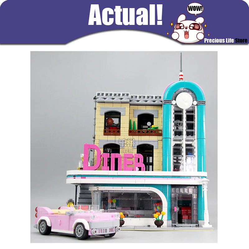 

LEPIN 15037 Downtown Diner Street View Creator Building Blocks Bricks Toys Enlighten For Boys oyuncak Compatible with INGly