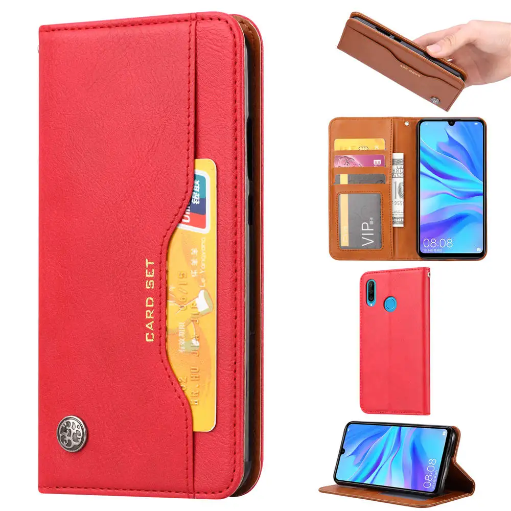 Красный HRY-L21 HRY-L22 флип-чехол для huawei honor 10 Lite honor 10i Book fone чехол для honor 10i HRY-LX1T кожаный чехол-бумажник для карт - Цвет: Красный