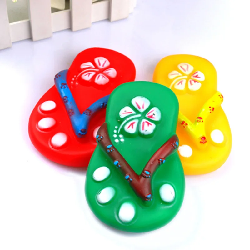 Rubber Pet Dogs Toy Puppy Chew Play Cute Slipper Flip flops Shape