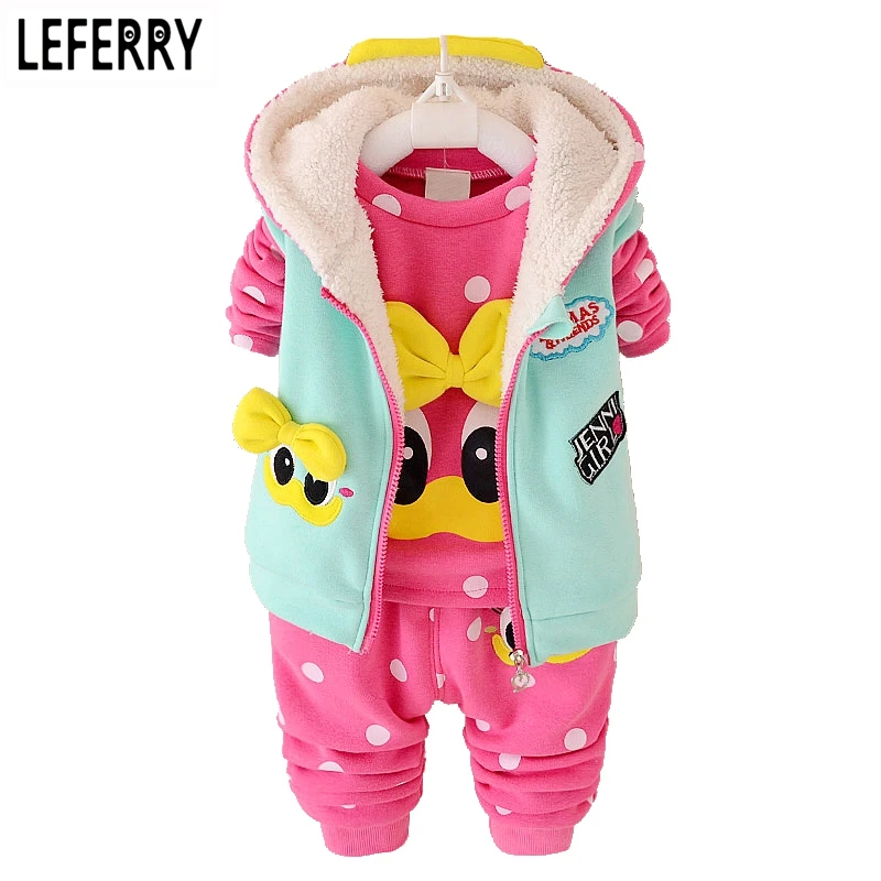 2018 Fashion Baby Clothes For Girls 3pcs Winter Clothing Sets Toddler Girls Snowsuit Hooded Kids Girls Clothes Hello Kitty