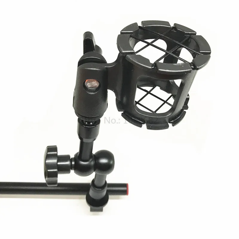 3in1 Kit Anti-Shock Microphone Suspension Shock Mount Holder Clip +Adjustable Friction Articulating Magic Arm+15mm Rod DSLR Rig (6)_