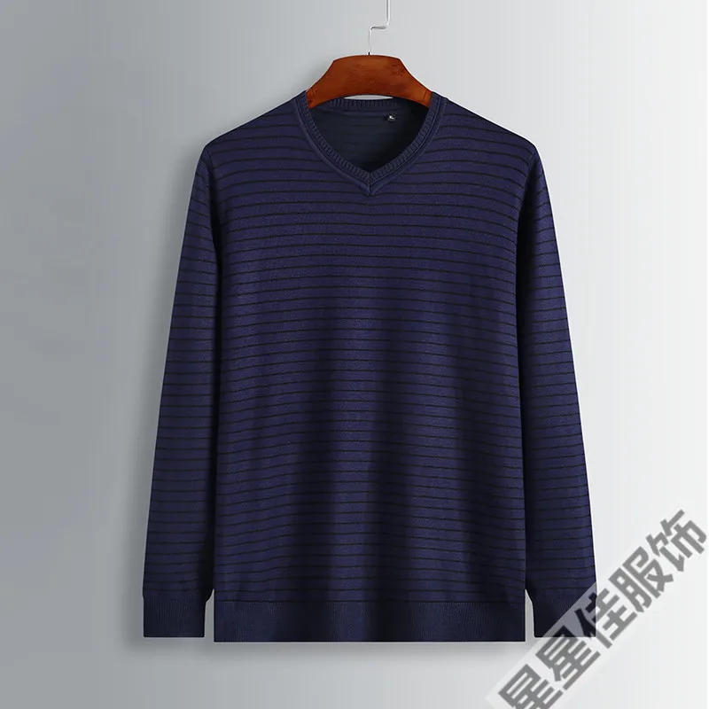 8XL 6XL 5XL 4XL мужской Для мужчин модные разноцветные свитер Для мужчин для отдыха свободные тянуть Homme v-образным вырезом с длинными рукавами свитер в полоску - Цвет: 1