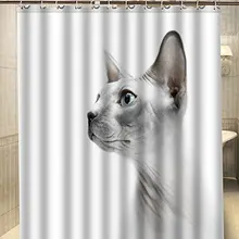 Дождливая Подушка 02 кошка Сфинкс животный дизайн на заказ Модная водонепроницаемая ткань для ванной занавески для душа 180x180 см