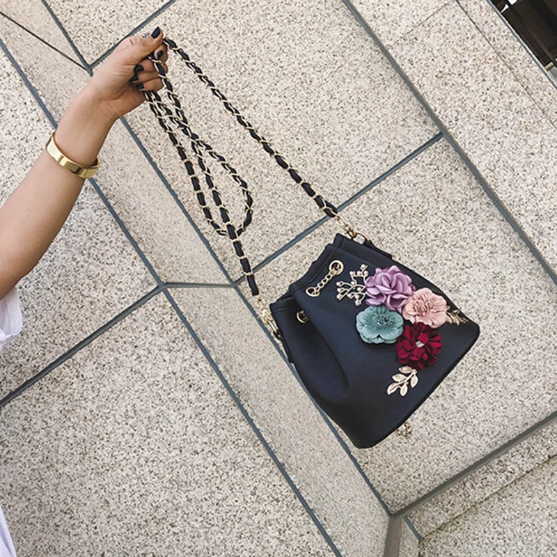 Новинка, модная трендовая женская сумка из искусственной кожи, сумка на плечо, сумка на цепочке с цветами, женская сумка через плечо, шикарные сумки-мессенджеры