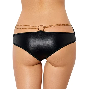 

Women Briefs Plus Size Faux Leather Underwear Ladies Briefs Sexy Solid Mid Waist Womens Under Wear Panties 4XL 5XL 6XL P5062