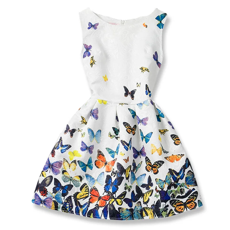 

Kids Girls Dress Butterfly Print Sleeveless Princess Dress for Girls Wedding Party Clothes Baby Girl Dress Fashion Clothing