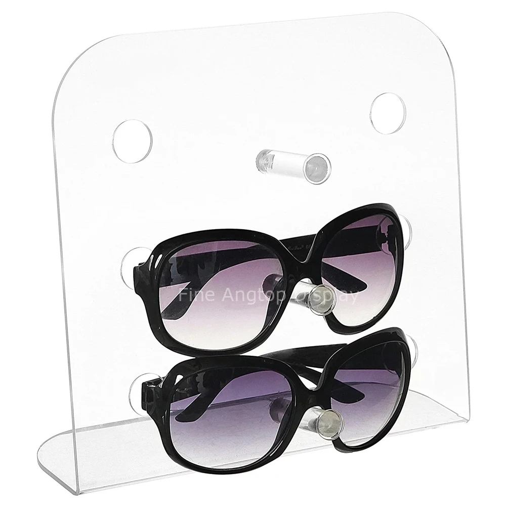 Acrylic Sunglasses Display Plexiglass Vertical Eyewear Organizer Stand Holds 3 Pairs of Glasses sunglasses display stand sunglasses high end acrylic display items glasses display transparent stand solid wood counter display