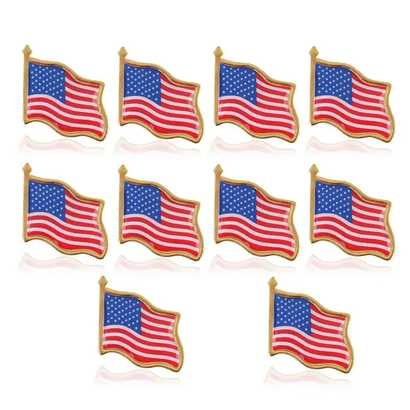 10 шт., значок с американским флагом, Нагрудный значок, США, США, шляпа, галстук, значок, булавка для свадебного украшения, рождественские подарки-поделки, принадлежности