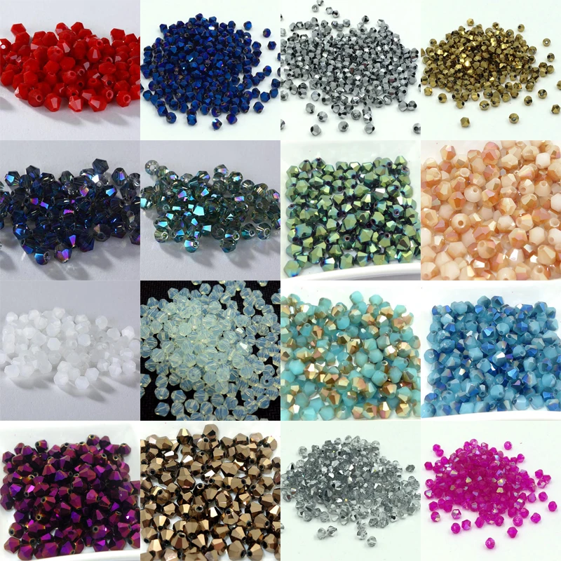 Free shipping 100-500pcs  Crystal 4mm 5301# Bicone Beads YOU Pick color 