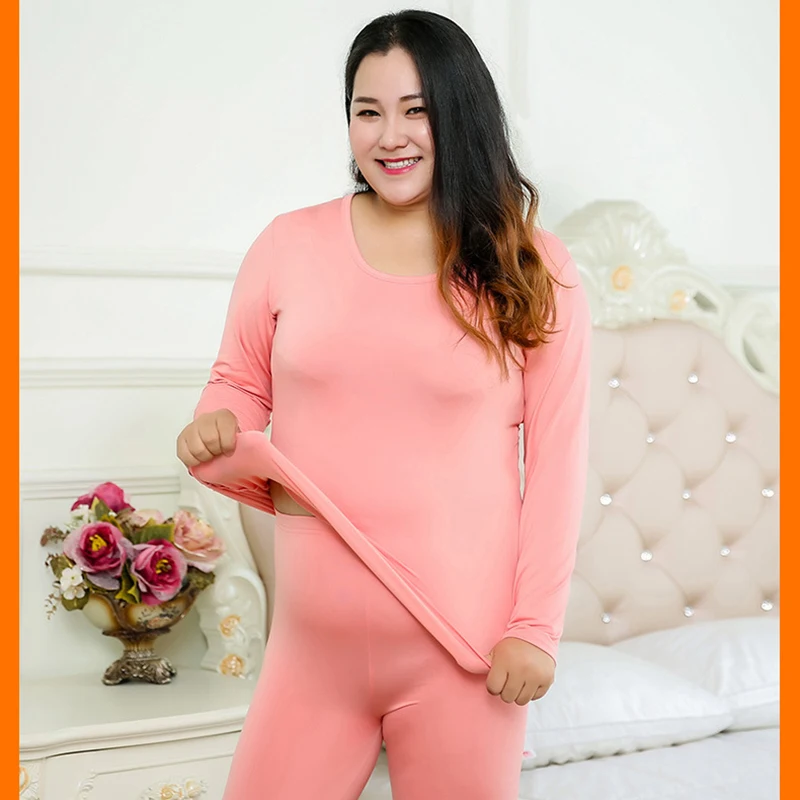 Women's Thermal Underwear Set Cotton Plus Vevet Long Johns Women Winter Fleece Warm Long Johns Plus Size Female Pajamas Suit