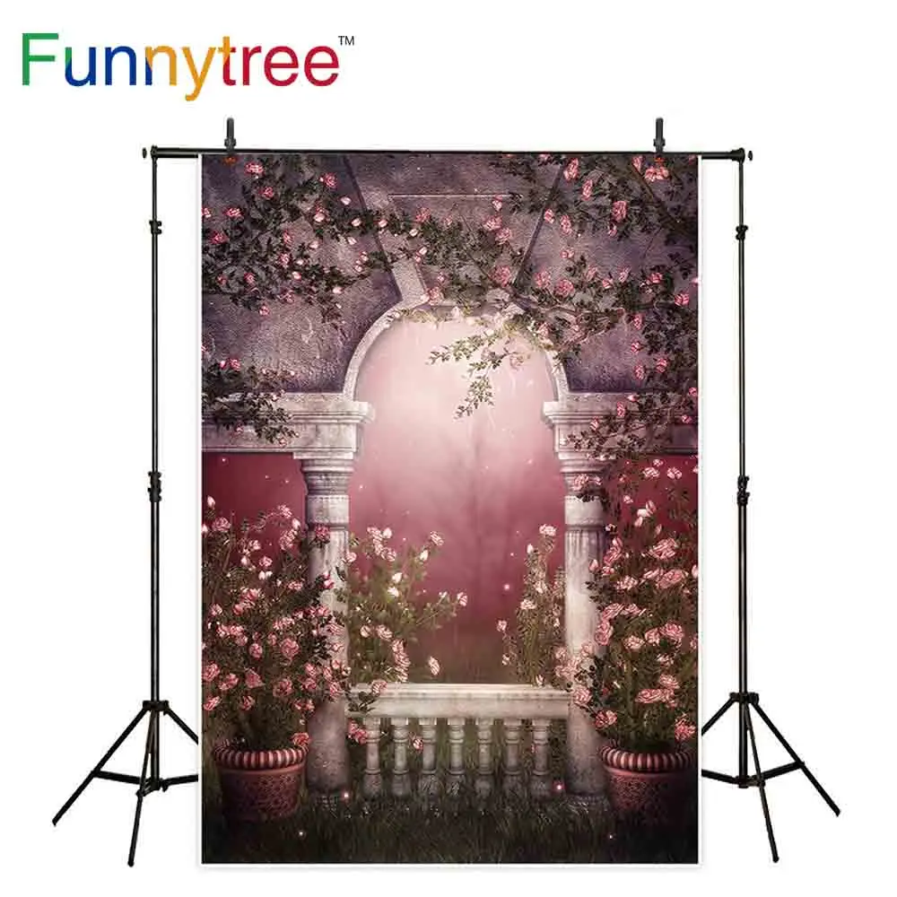 Фоны funnytree для фотостудии винтажный романтический фон с цветами на балконе