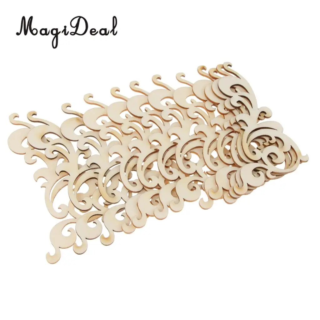 MagiDeal 12pcs Rustic Blank Flower Cutout Wooden Craft Hanging Gift Tags Labels Scrapbooking Embellishments DIY Craft