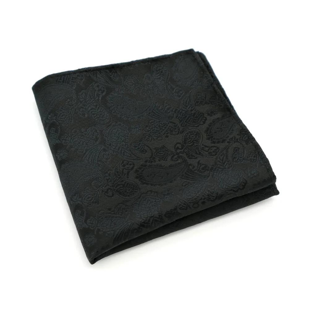 F008 классический для мужчин платок Винтаж шелк Плетеный платок серый черный Пейсли карман квадратный 25*25 см Свадебная вечеринка полотенце