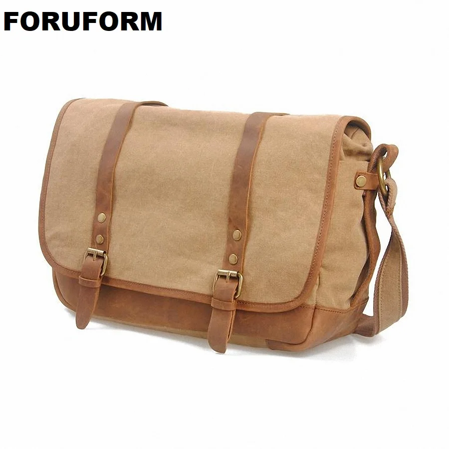 

Men Messenger Bags Military Vintage Canvas Cross Body Bags 15.6 Inches Laptop Satchel School Bags LI-618