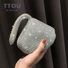 TTOU модная мягкая женская вечерняя сумка с бисером, открытая стильная женская свадебная сумочка, сумочка для невесты, кошелек, сумка для нового года, подарок, клатч