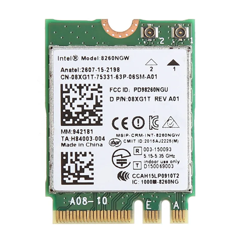 Двухдиапазонная 867M 2,4+ 5G Bluetooth V4.2 беспроводная Wi-Fi WLAN карта для Intel 8260 8260NGW AC DELL 08XJ1T
