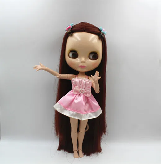 

Blygirl Blyth doll Deep red straight hair nude doll joint body 19 joint DIY doll can change makeup toys gift