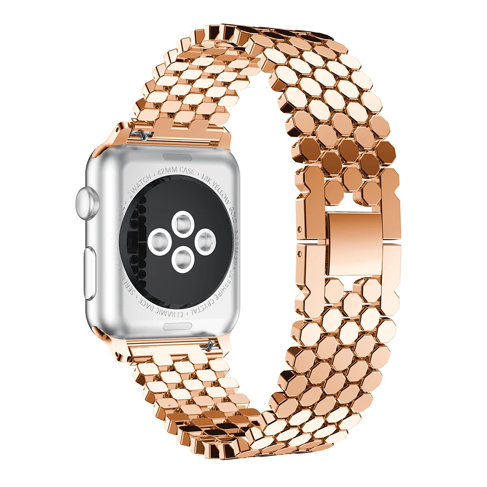 Для Apple Watch, версии 5/4/3 Band Роскошный Металлический Браслет замена наручных часов iWatch, Нержавеющая сталь ремень с прочной застежкой 44 мм 40 мм, 42 мм, 38 мм