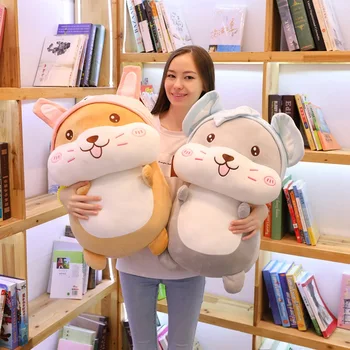 

40cm/50cm/60cm Kawaii Hamster Plush Toy Soft Cartoon Animal Hat Mouse Stuffed Doll Home Decoration Baby Girlfriend Birthday Gift