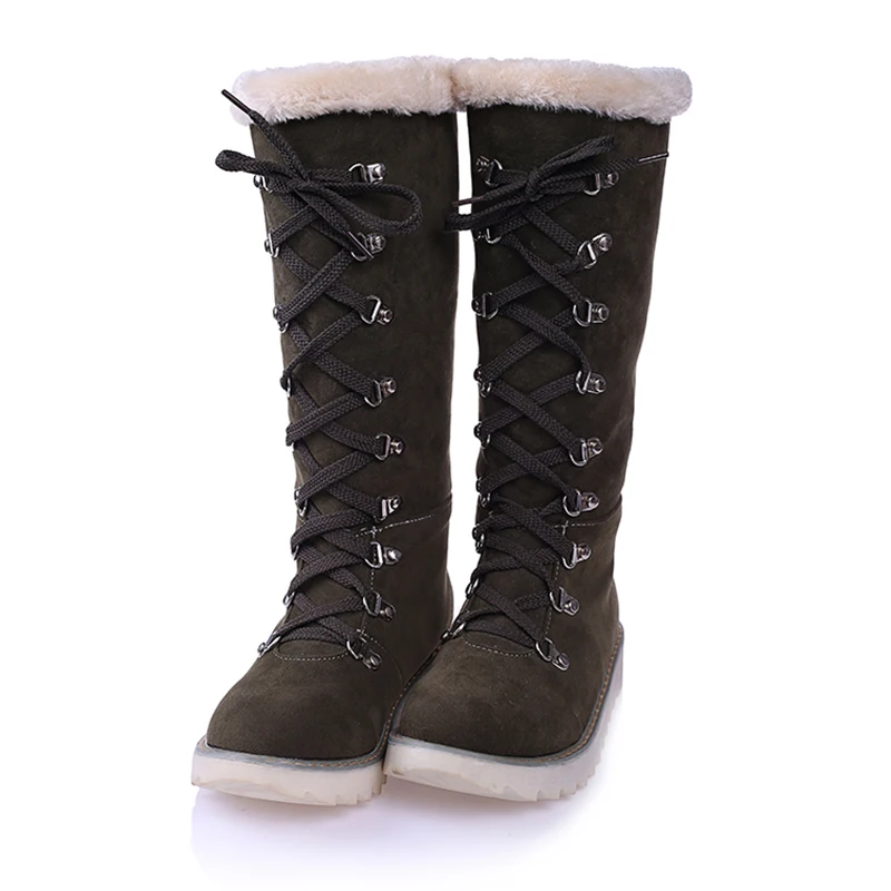 KARINLUNA/ г.; женская обувь бежевого цвета; большие размеры 34-43; женские зимние ботинки; повседневные удобные теплые плюшевые зимние сапоги до колена
