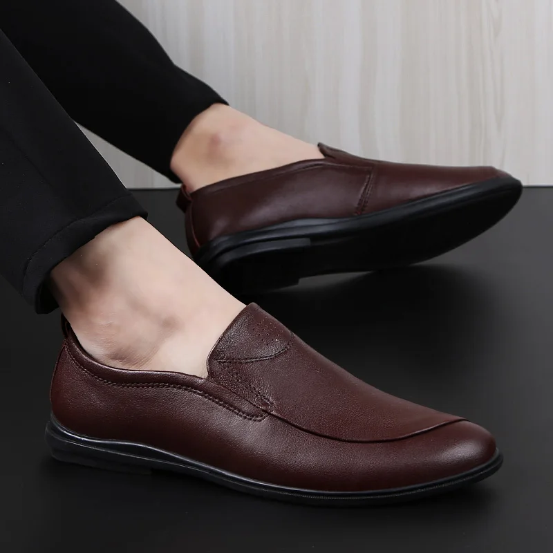 Genuine Leather Men Casual Shoes Luxury Brand Italian real leather Mens Loafers Breathable Driving Shoes Slip On Comfy Moccasins