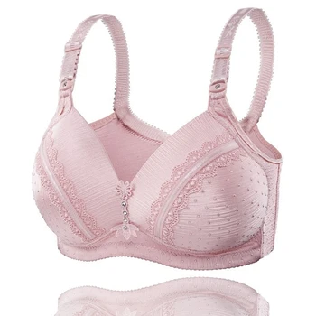 

Woman Plus Size Everyday Wire Free Dot Jacquard Embroidery Bras Female Oversized Rear Four Row Hasp Non-convertible Straps Bras