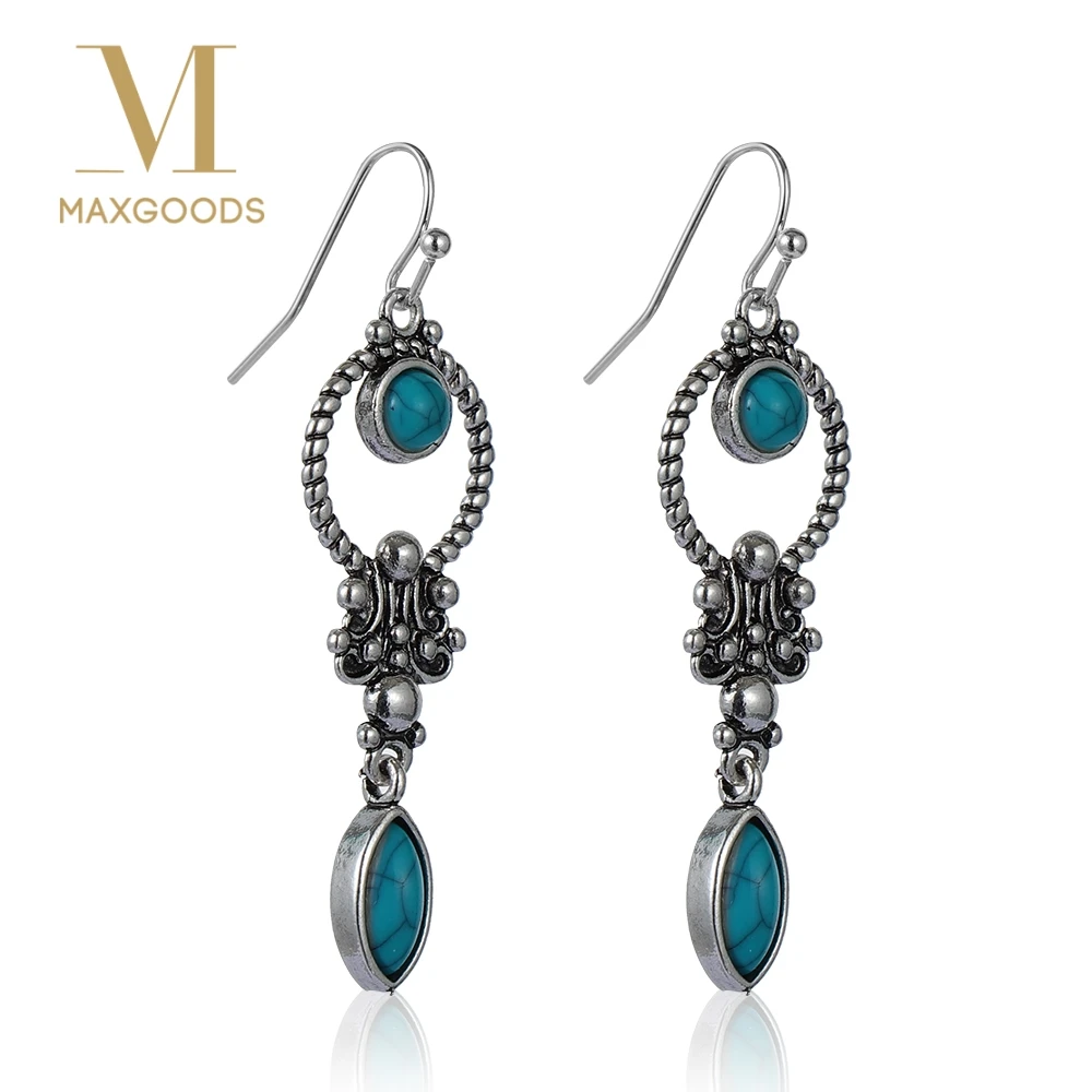 

Women Vintage Natural Stone Pendant Earrings Party Engagement Wedding Dangle Hook Earrings Jewelry Gift