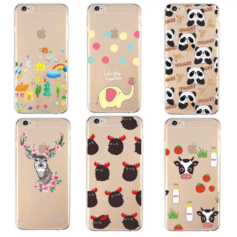 Чехол с пандой мягкий прозрачный чехол из ТПУ для iPhone 4/4S 5 5S 6 6plus 7 8plus x силиконовый