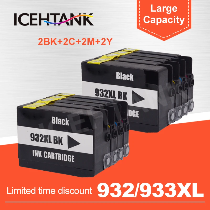 Icehtank 8 шт. картридж совместимый для hp 932 933 932XL 933XL для hp Officejet 6100 6600 6700 7110 7610 7510 7512 принтер