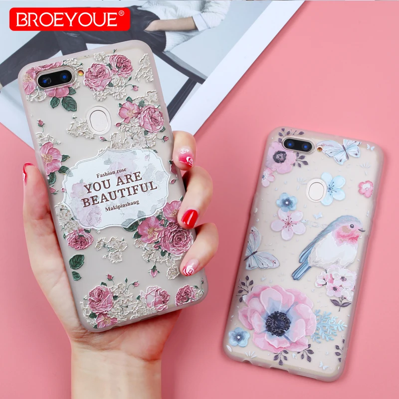 

BROEYOUE Silicone Soft TPU Cover For OPPO R9 R9S Plus R11 R11S Plus Cute Cat Cartoon Floral Phone Case For A57 A59S F1S R15