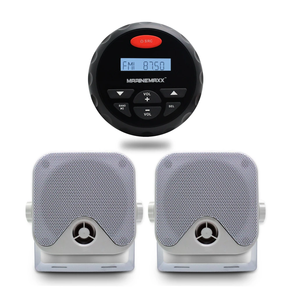 

Marine Waterproof Bluetooth Stereo Car MP3 Player Radio FM AM Audio + 4 Inch Waterproof Boat Box Speaker For Outdoor ATV UTV