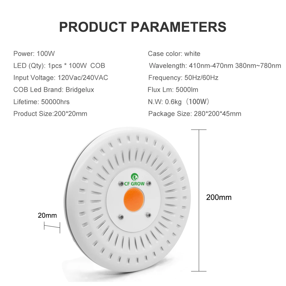 COB светодиодный светильник для выращивания, полный спектр, 100 Вт, НЛО, светодиодный светильник для выращивания, водонепроницаемый, IP67, для овощей, цветов, для помещений, для гидропоники, для теплицы