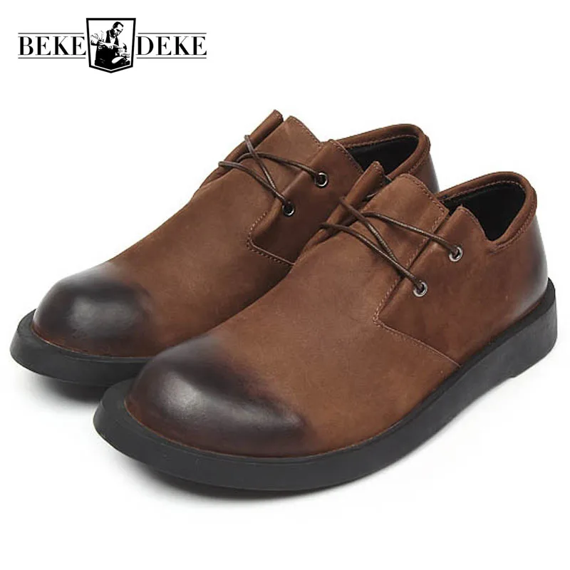 

Brand Mens Casual Shoes Genuine Leather Cow Lace Up Squre Toe Faux Suede Male Footwear Breathable Zapatillas Hombre Casual Black