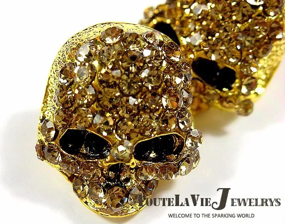 Брендовые кольца с черепом для мужчин в стиле рок-панк, унисекс, с кристаллами, черного/золотого цвета, байкерское кольцо, мужское модное ювелирное изделие с черепом