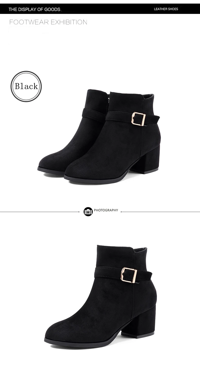 RQFF Brand Winter Boots Women With Box Big size34-43 Flock Warm Shoes Woman High Heel Ankle Boot Female Zip Footwear Ladies Shoe (13)