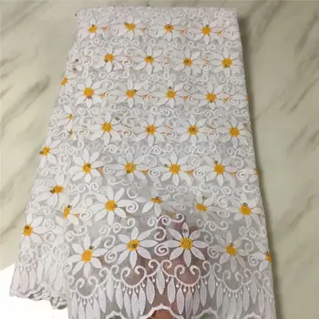 

White milk silk guipure lace fabric high quality African cord lace fabric embroidered with stones chemical lace fabric