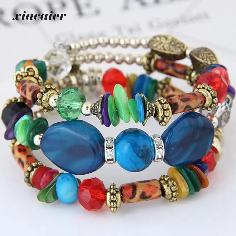 #*Cheap Xiacaier Boho Multilayer Beads Charm Bracelets For Women Vintage Resin Stone Bracelets amp; Bangles Pulseras Ethnic Jewelry Bohemia