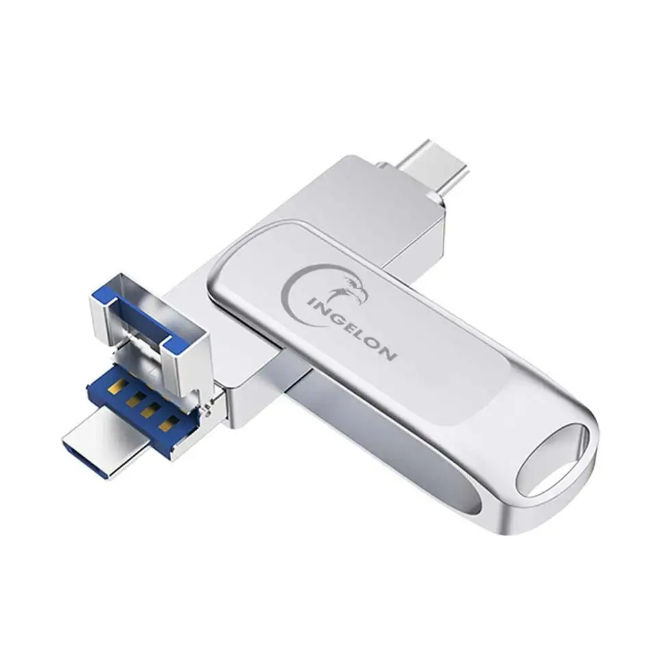 Ingelon USB Flash 3,0 32 Гб 64 Гб 128 ГБ tipo c OTG microUSB cle вращающийся металлический диск на ключ DJ индивидуальный логотип OEM Pendrive