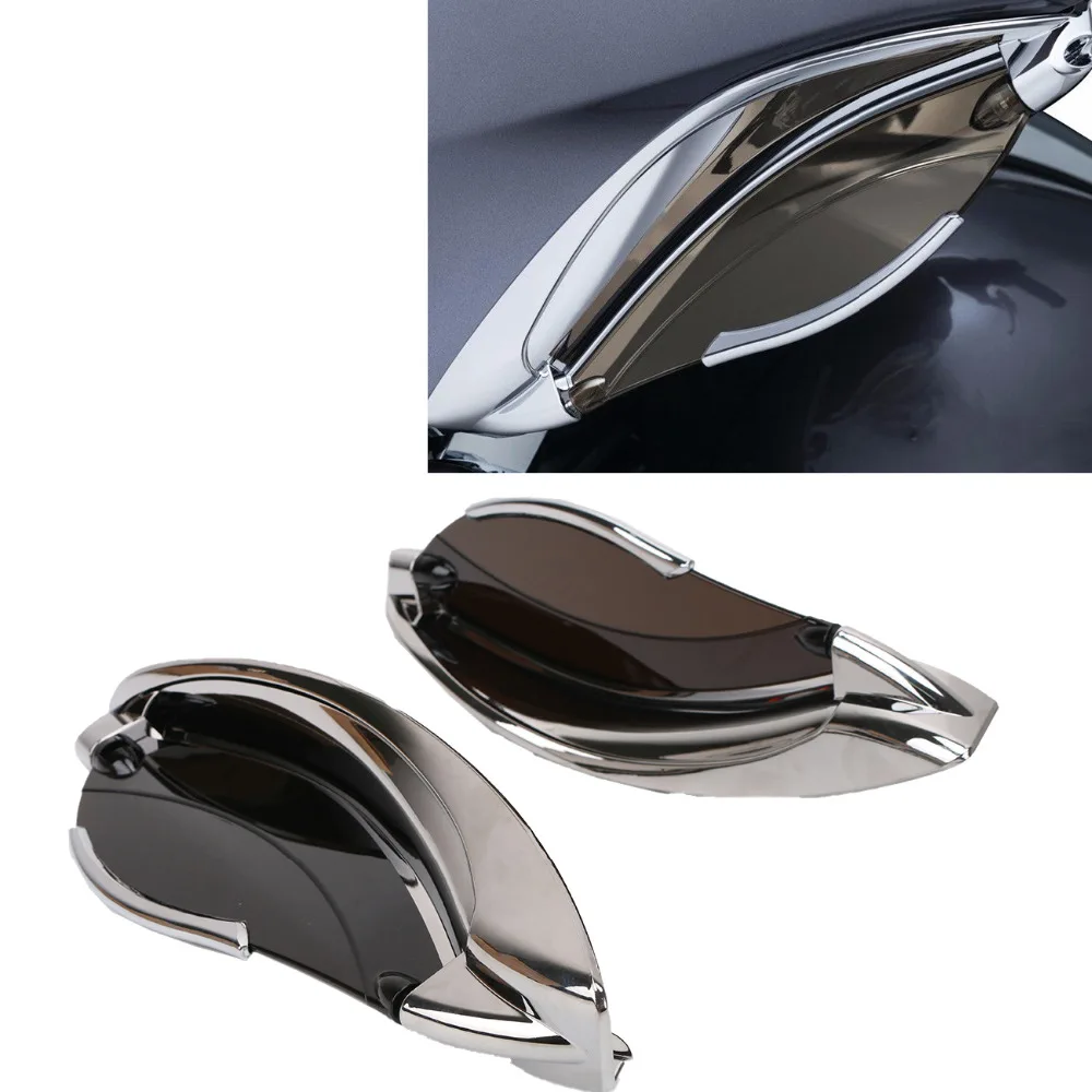 

2x Motorcycle Fairing Side Wings Air Deflectors For Harley HD Touring 2014-2017Chrome Tinted Adjustable Batwing Smoke #MBJ042