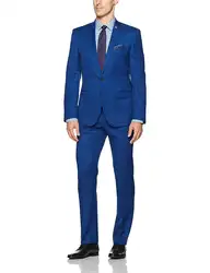 Последний дизайн пальто брюки Королевский синий на заказ Жених Лучший человек смокинг костюм для жениха тощий 3 шт Терно куртка + жилет +